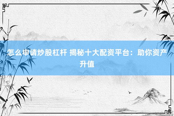 怎么申请炒股杠杆 揭秘十大配资平台：助你资产升值