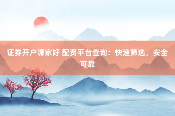证券开户哪家好 配资平台查询：快速筛选，安全可靠