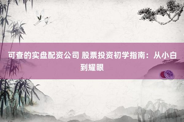 可查的实盘配资公司 股票投资初学指南：从小白到耀眼