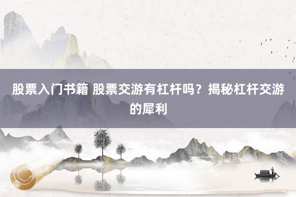 股票入门书籍 股票交游有杠杆吗？揭秘杠杆交游的犀利