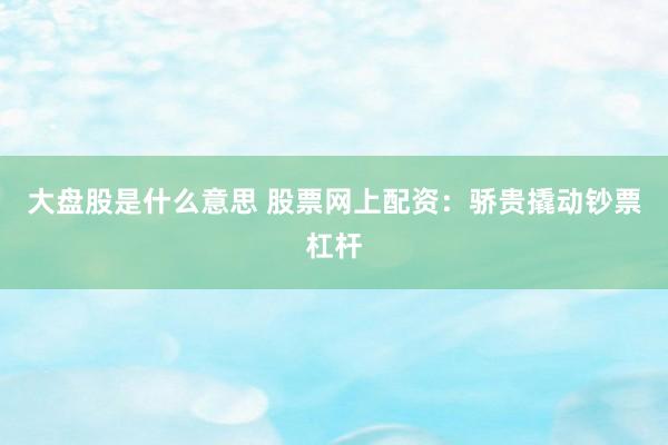 大盘股是什么意思 股票网上配资：骄贵撬动钞票杠杆