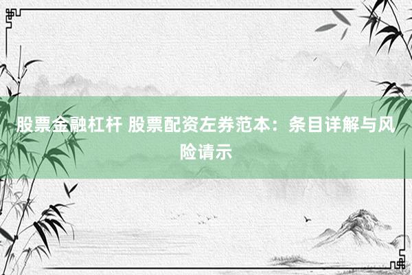 股票金融杠杆 股票配资左券范本：条目详解与风险请示