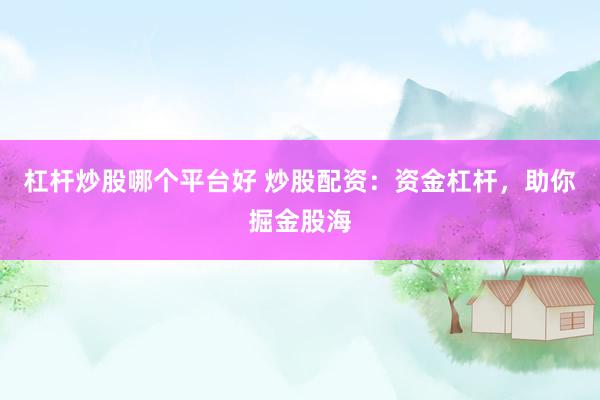杠杆炒股哪个平台好 炒股配资：资金杠杆，助你掘金股海