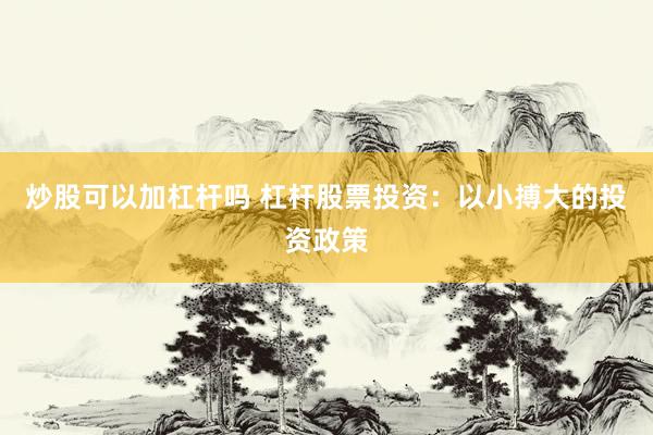炒股可以加杠杆吗 杠杆股票投资：以小搏大的投资政策
