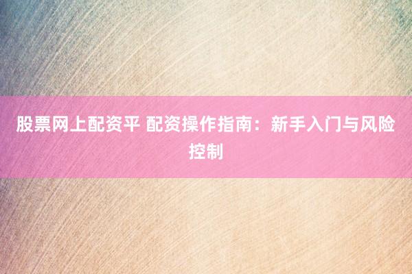 股票网上配资平 配资操作指南：新手入门与风险控制