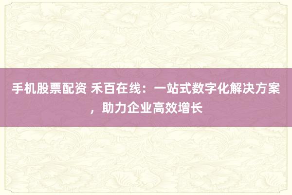 手机股票配资 禾百在线：一站式数字化解决方案，助力企业高效增长