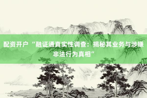 配资开户 “融证通真实性调查：揭秘其业务与涉嫌非法行为真相”