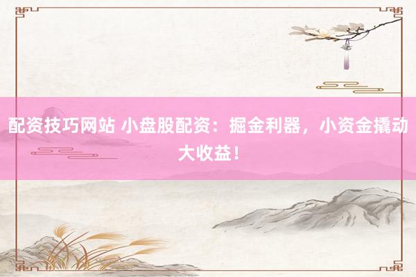 配资技巧网站 小盘股配资：掘金利器，小资金撬动大收益！