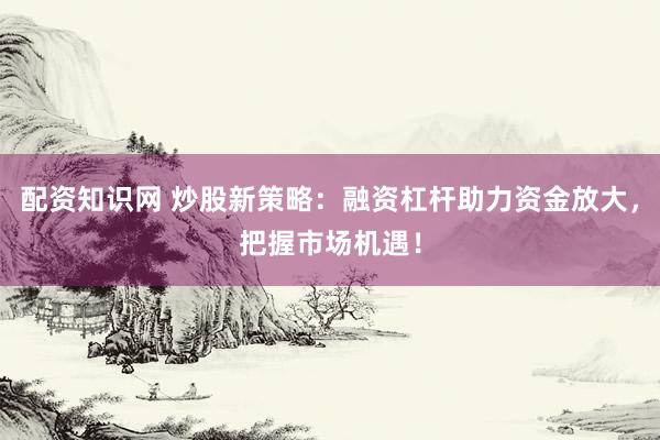 配资知识网 炒股新策略：融资杠杆助力资金放大，把握市场机遇！