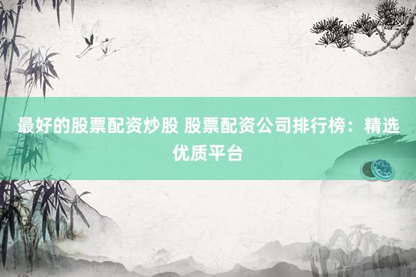 最好的股票配资炒股 股票配资公司排行榜：精选优质平台
