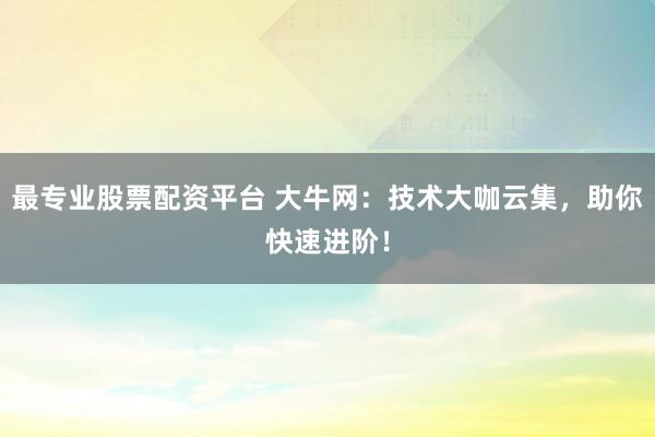 最专业股票配资平台 大牛网：技术大咖云集，助你快速进阶！