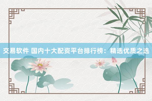 交易软件 国内十大配资平台排行榜：精选优质之选