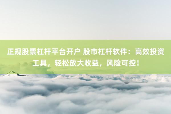 正规股票杠杆平台开户 股市杠杆软件：高效投资工具，轻松放大收益，风险可控！