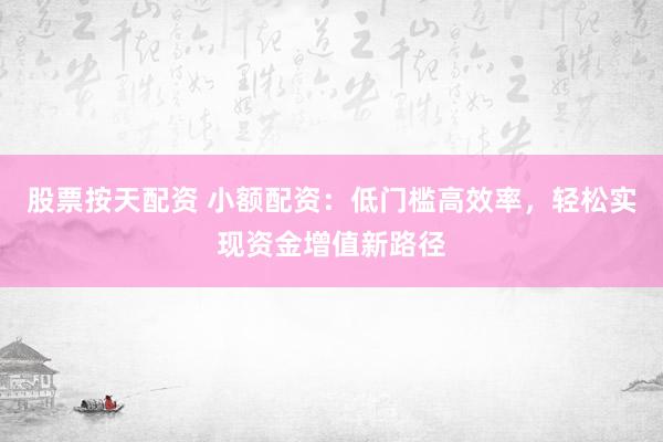 股票按天配资 小额配资：低门槛高效率，轻松实现资金增值新路径