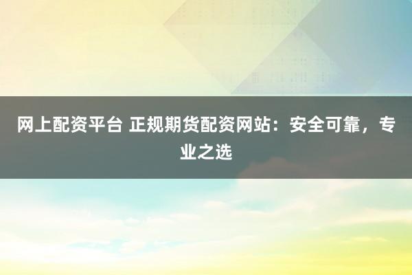 网上配资平台 正规期货配资网站：安全可靠，专业之选