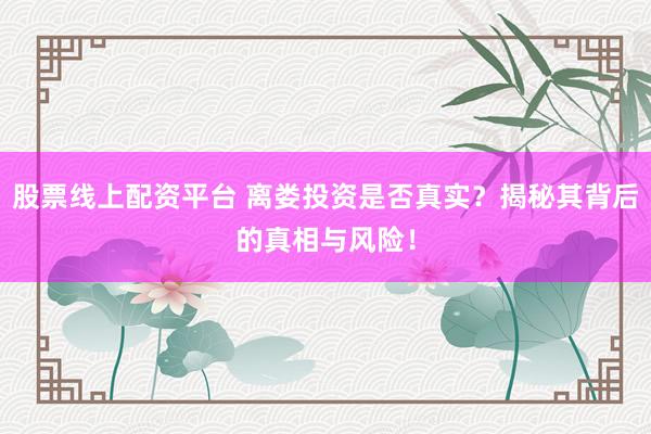 股票线上配资平台 离娄投资是否真实？揭秘其背后的真相与风险！