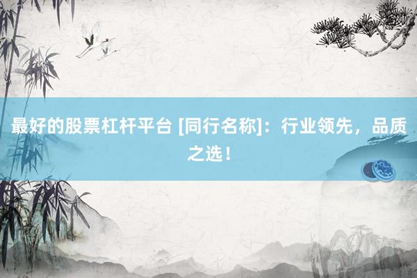 最好的股票杠杆平台 [同行名称]：行业领先，品质之选！