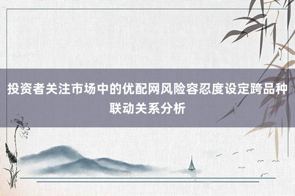 投资者关注市场中的优配网风险容忍度设定跨品种联动关系分析