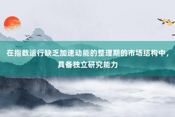 在指数运行缺乏加速动能的整理期的市场结构中，具备独立研究能力