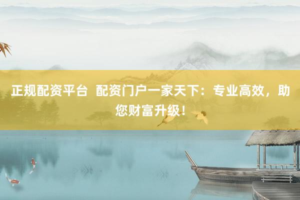 正规配资平台  配资门户一家天下：专业高效，助您财富升级！