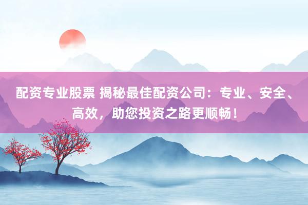 配资专业股票 揭秘最佳配资公司：专业、安全、高效，助您投资之路更顺畅！