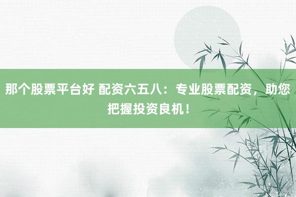 那个股票平台好 配资六五八：专业股票配资，助您把握投资良机！