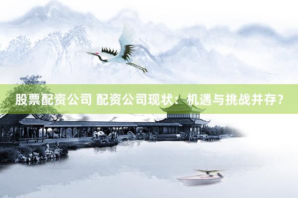 股票配资公司 配资公司现状：机遇与挑战并存？