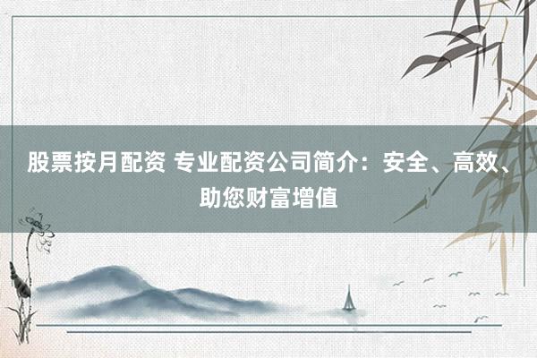 股票按月配资 专业配资公司简介：安全、高效、助您财富增值