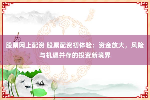 股票网上配资 股票配资初体验：资金放大，风险与机遇并存的投资新境界