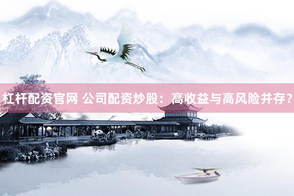 杠杆配资官网 公司配资炒股：高收益与高风险并存？